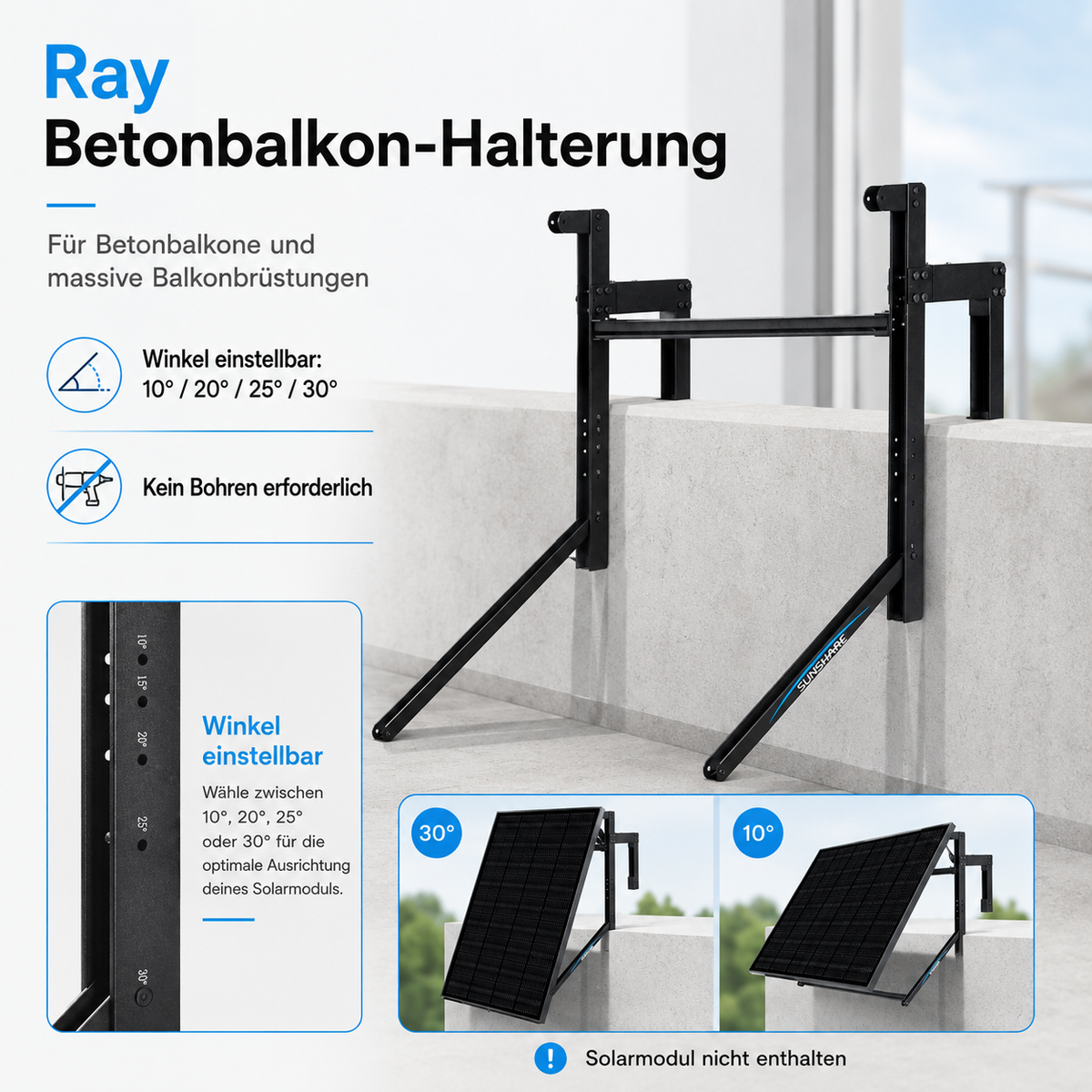 Ray Balkonhalterung für Betonbalkon – Winkel einstellbar