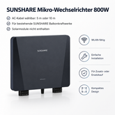 SUNSHARE Mikro-Wechselrichter 800W mit AC-Kabel 5 m oder 10 m