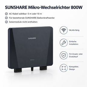 SUNSHARE Mikro-Wechselrichter 800W mit AC-Kabel 5 m oder 10 m
