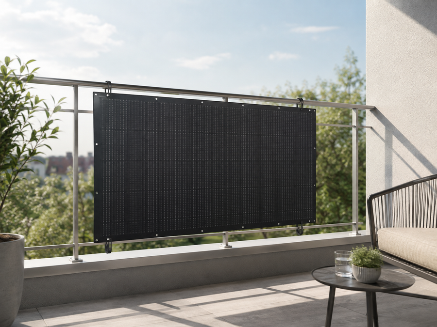 Solarmodule am Terrassengeländer