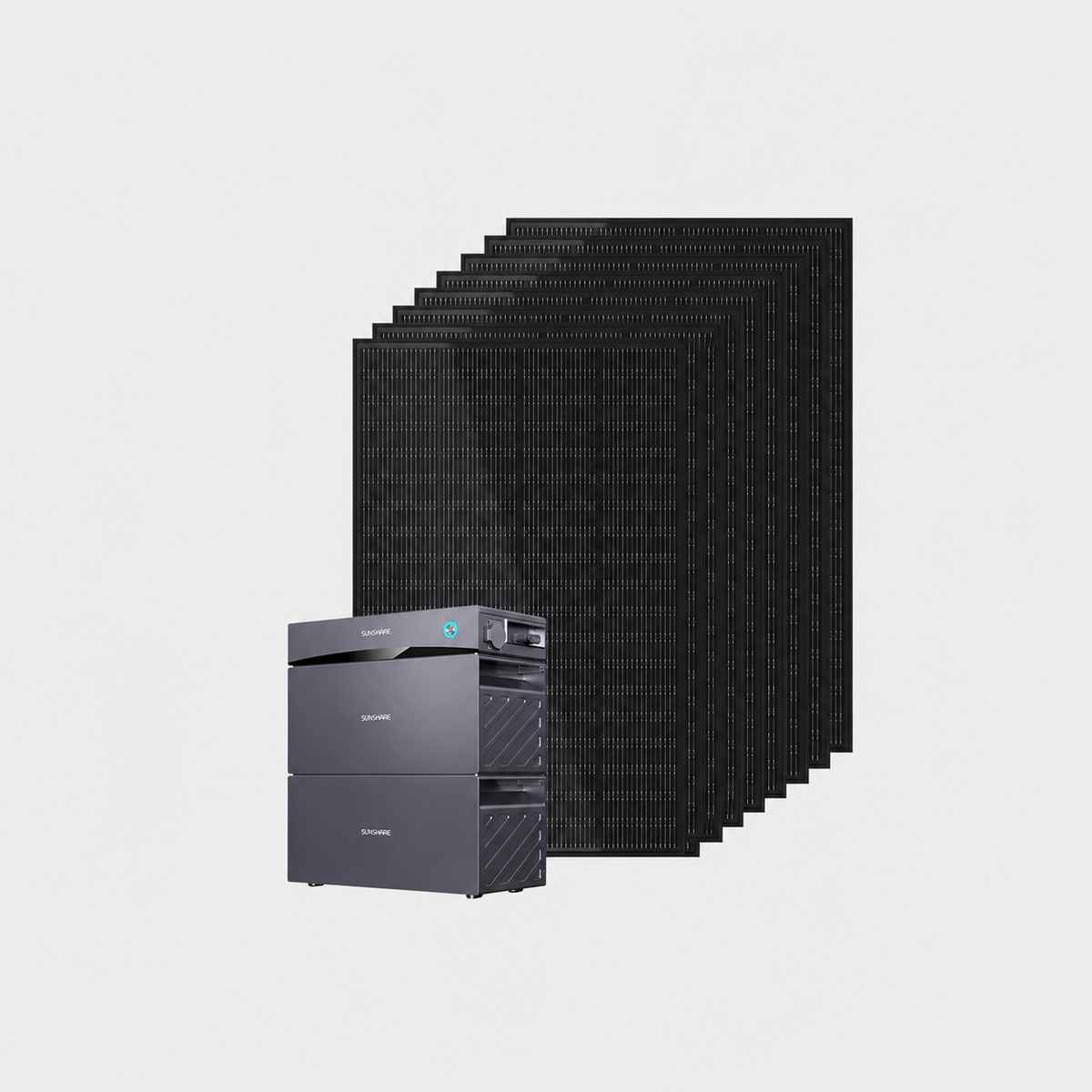 SUNSHARE Ray Balkonkraftwerk 1600W mit Glory 3052Wh Speicher und 8 All-Black Solarmodulen