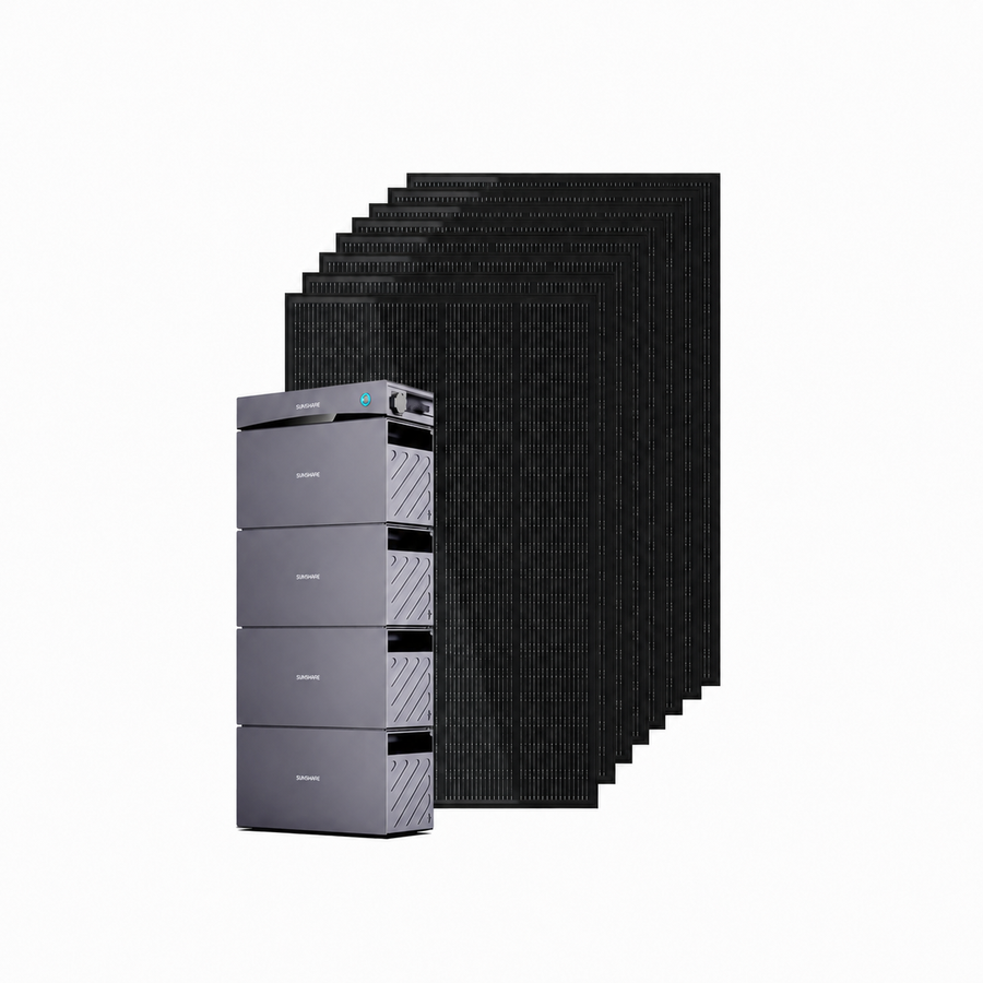 SUNSHARE Ray Balkonkraftwerk 1600W mit Glory 6108Wh Speicher und 8 All-Black Solarmodulen